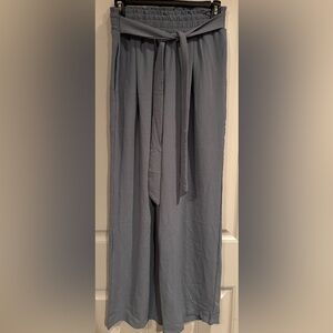 Blue Gray Wide Leg Lounge Pants with Pockets